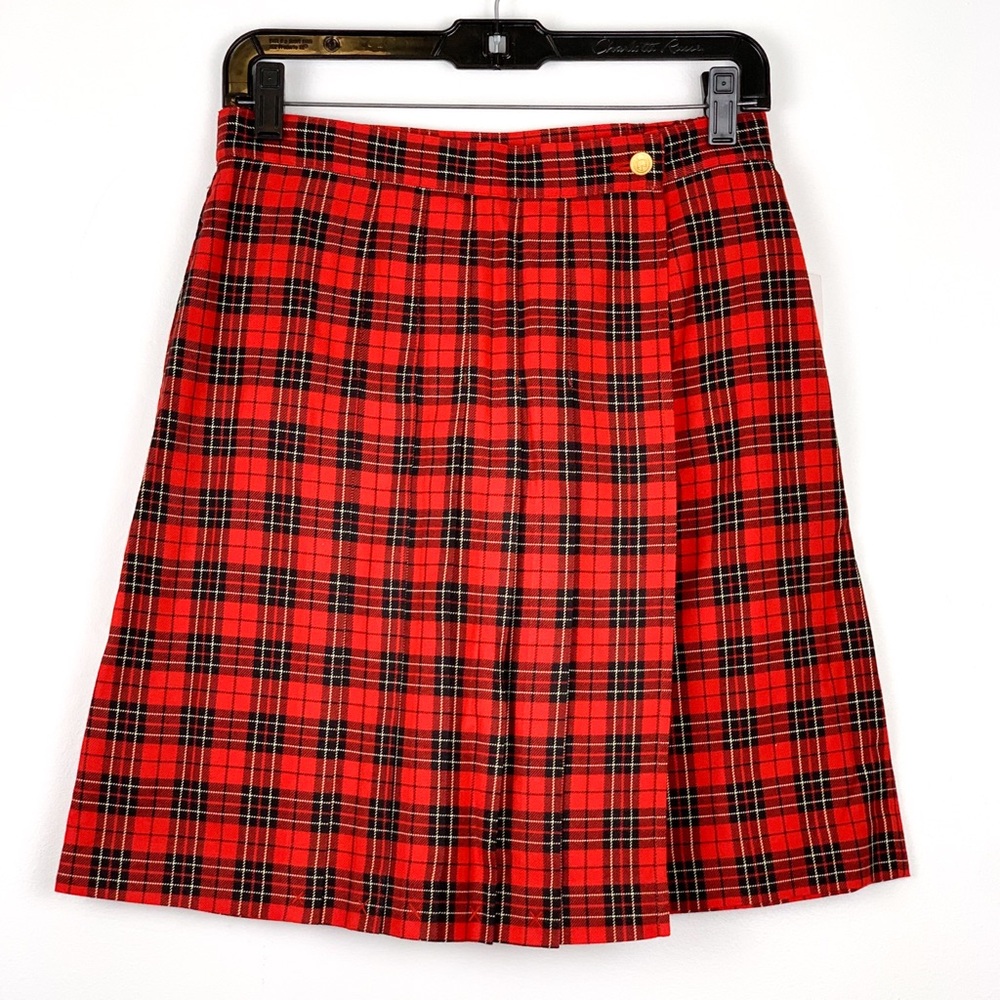 Vintage skort red tartan plaid by LizGolf looks like wrap skirt fits like size 4